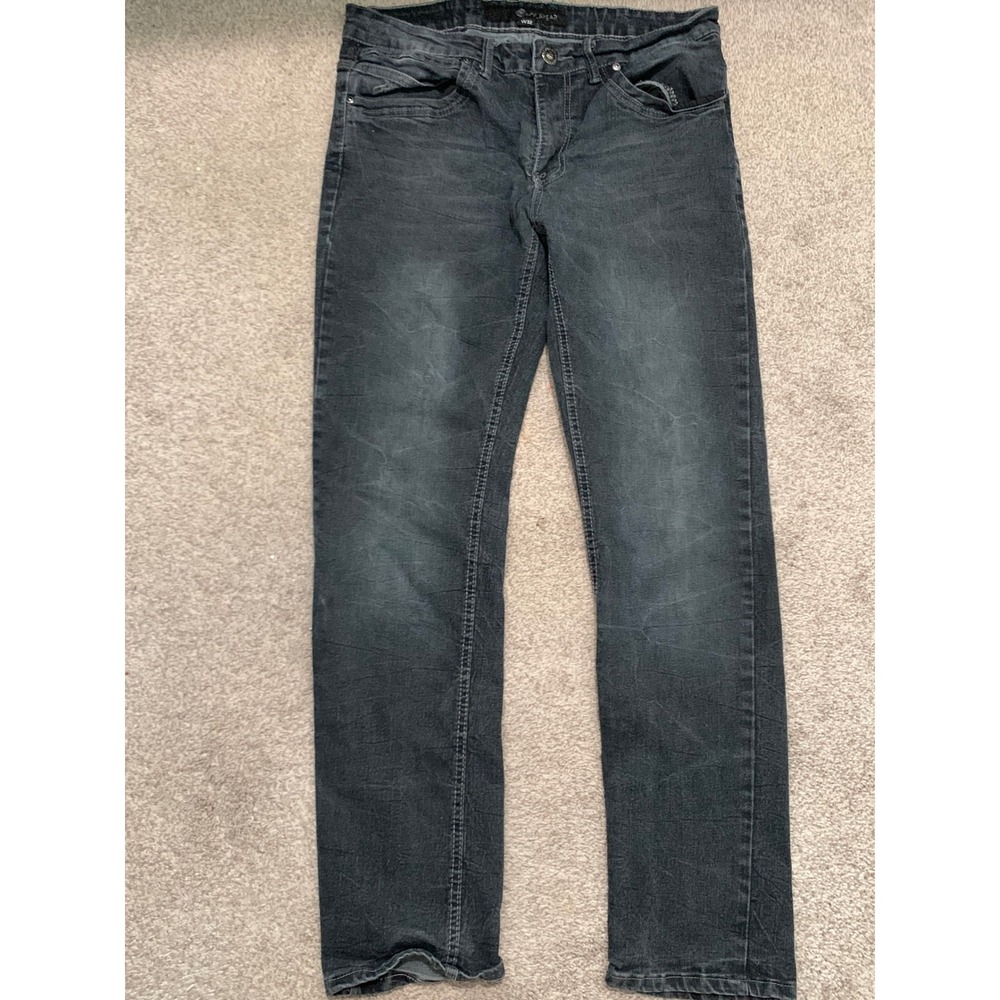Rocawear Mens Faded Black Straight Leg Denim Jeans W32 L32 Stretch Streetwear
